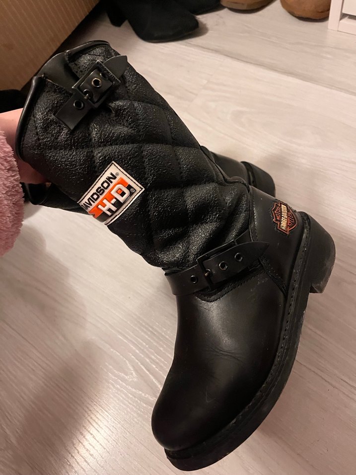 Harley-Davidson Siyah Deri Biker Bot - Görsel 5