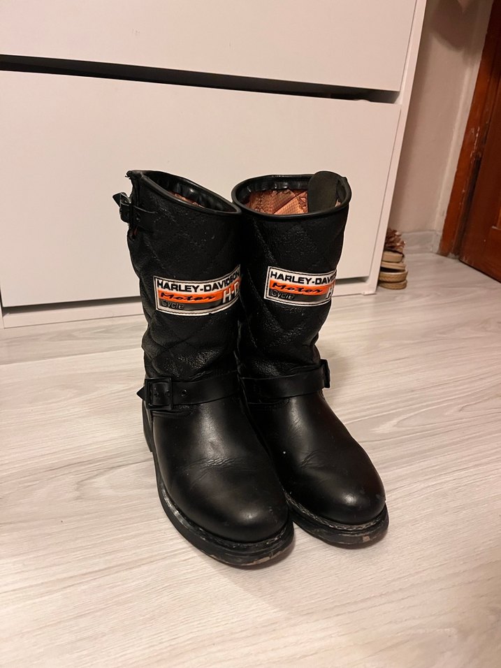 Harley-Davidson Siyah Deri Biker Bot - Görsel 2