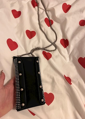 Taş İşlemeli Siyah Kadın Portföy Çanta - Görsel 3