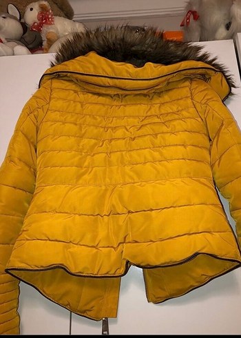 Sarı Kürklü Kadın Kışlık Mont - Görsel 3