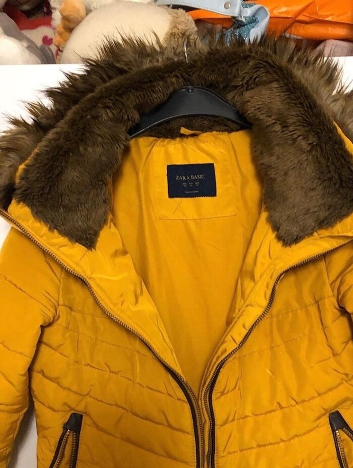 Sarı Kürklü Kadın Kışlık Mont - Görsel 4