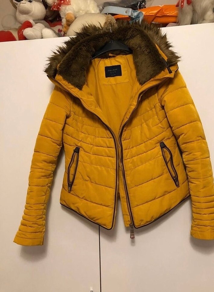 Sarı Kürklü Kadın Kışlık Mont - Görsel 2