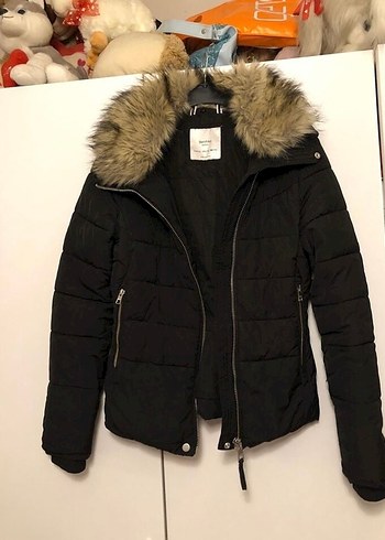 Siyah Kürk Detaylı Kadın Kışlık Mont - Görsel 5