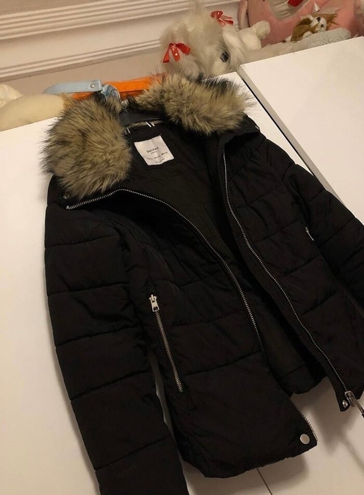 Siyah Kürk Detaylı Kadın Kışlık Mont - Görsel 4