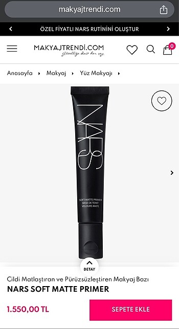 Beden Nars Soft Matte Primer - Makyaj Bazı
