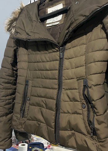 Kürk Detaylı Haki Kadın Mont - Görsel 6