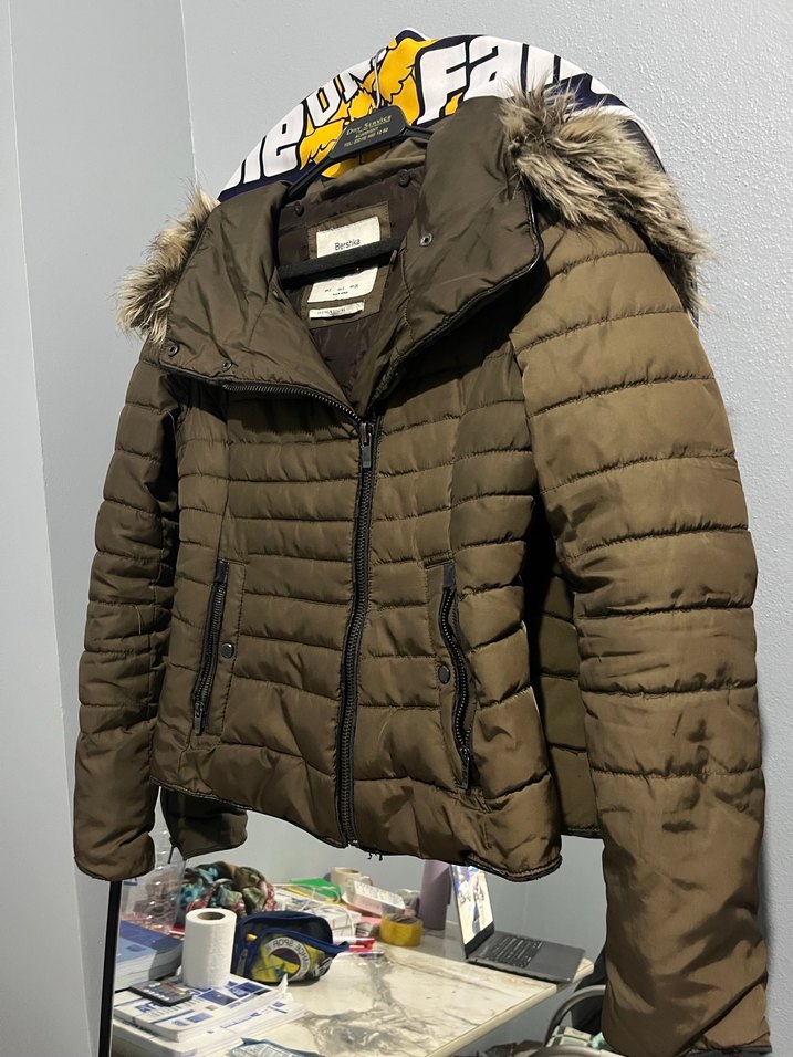 Kürk Detaylı Haki Kadın Mont - Görsel 3