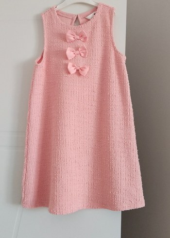 H&M Pembe Fiyonk Detaylı Kız Çocuk Elbise