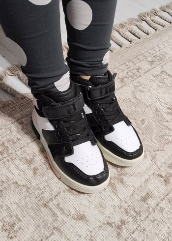 Kız Çocuk Siyah Gri Sneaker Velcro