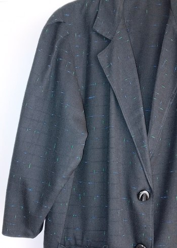 48 Beden gri Renk Kadın Keten Düğmeli Blazer Ceket