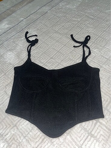 xs Beden siyah Renk Korse askılı crop
