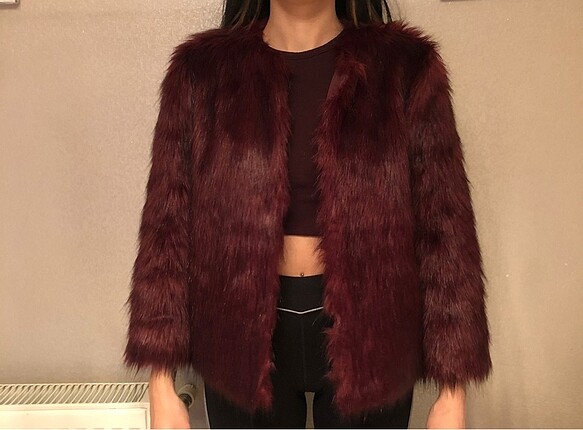 Stradivarius Bordo Peluş Kürk