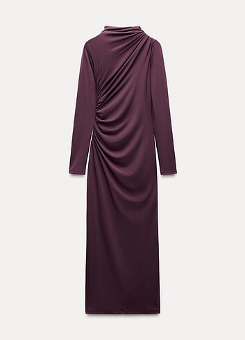 Drape detaylı midi elbise