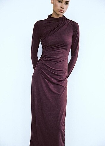 Zara Drape detaylı midi elbise