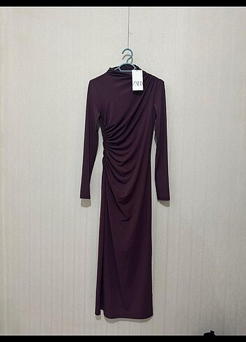 xs Beden Drape detaylı midi elbise