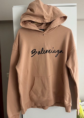 Balenciaga Bej Kapusonlu Balenciaga Sweatshirt