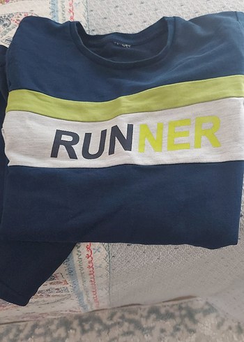 13-14 Yaş Beden mavi Renk Renkli Baskılı Erkek Sweatshirt ve Eşofman Takımı