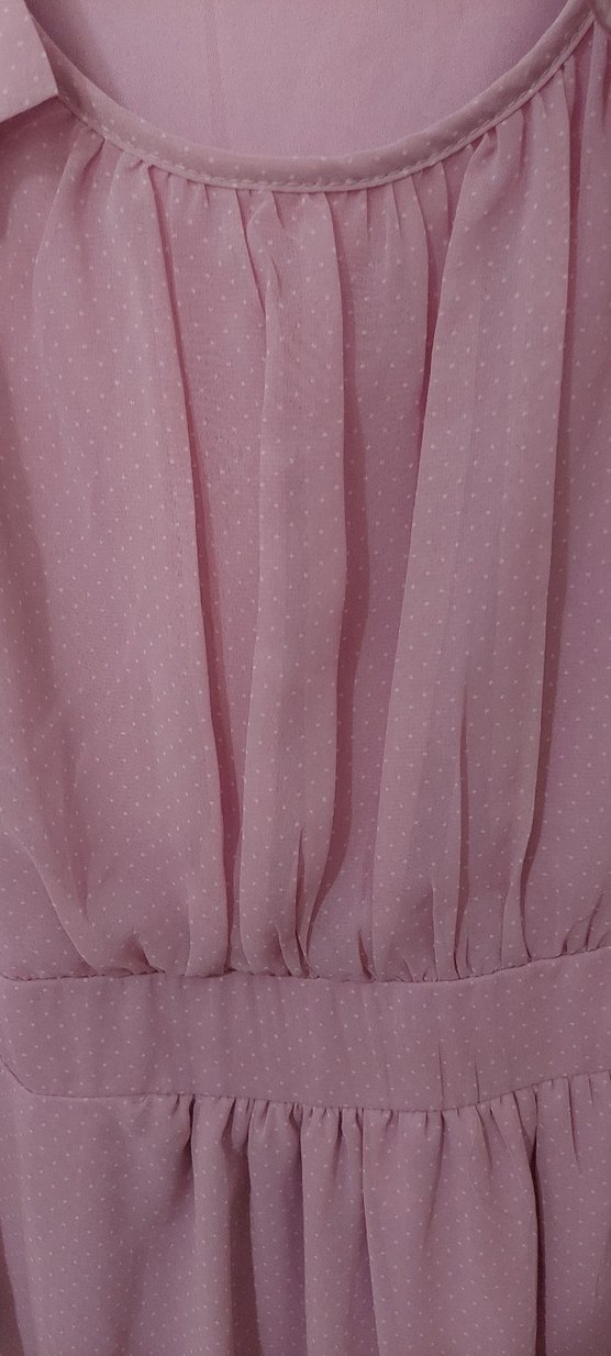 Pembe Midi Renkli Volanlı Kolsuz Elbise - Görsel 4