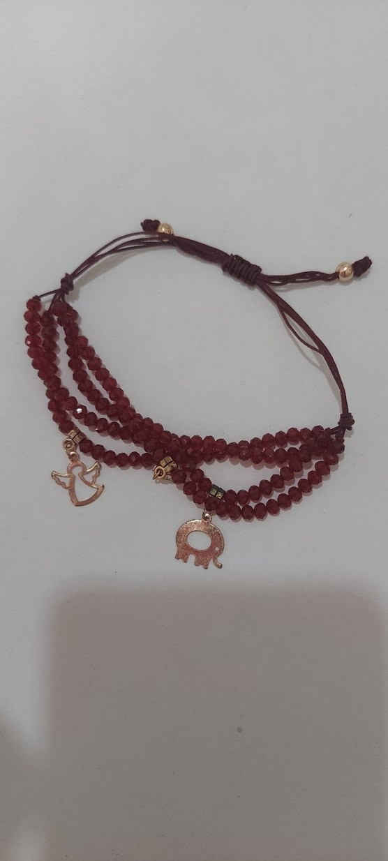 Bordo Boncuklu Bohem Bileklik - Görsel 2