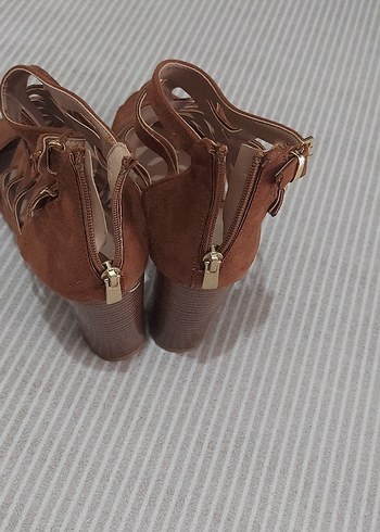 taba Süet Dolgu Topuklu Kadın Stiletto - Görsel 5