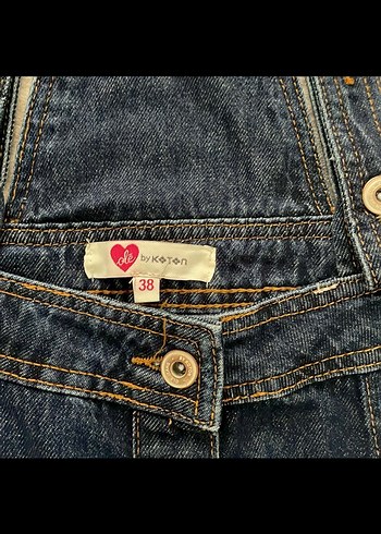 Koton Düğmeli Lacivert Denim Kısa Salopet