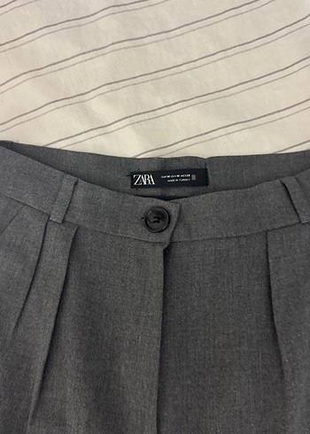 m Beden Gri Regular Fit Keten Kumaş Pantolon