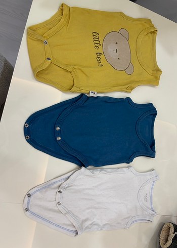 Sarı Bebek Erkek Kolsuz Body, Ayıcık Desenli - Görsel 3