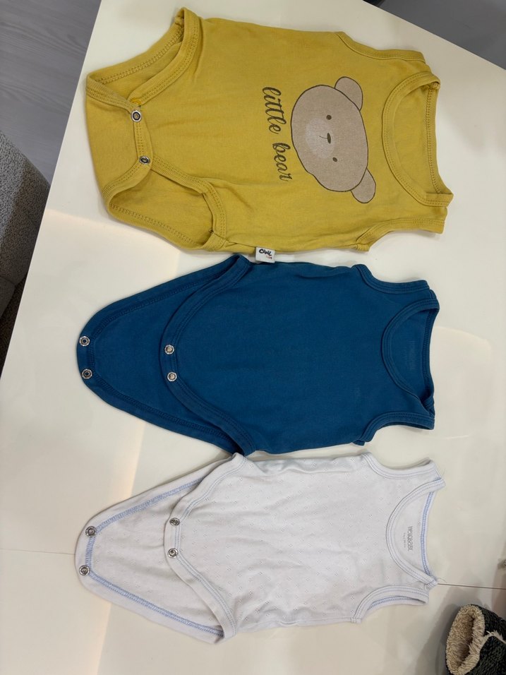 Sarı Bebek Erkek Kolsuz Body, Ayıcık Desenli - Görsel 3