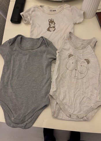 Gri Kısa Kollu Bebek Body - Görsel 2