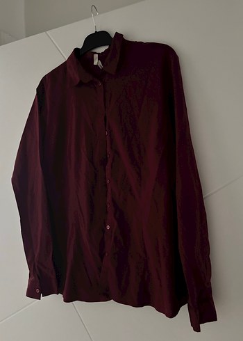 Bordo Uzun Kollu Keten Gömlek - Görsel 2