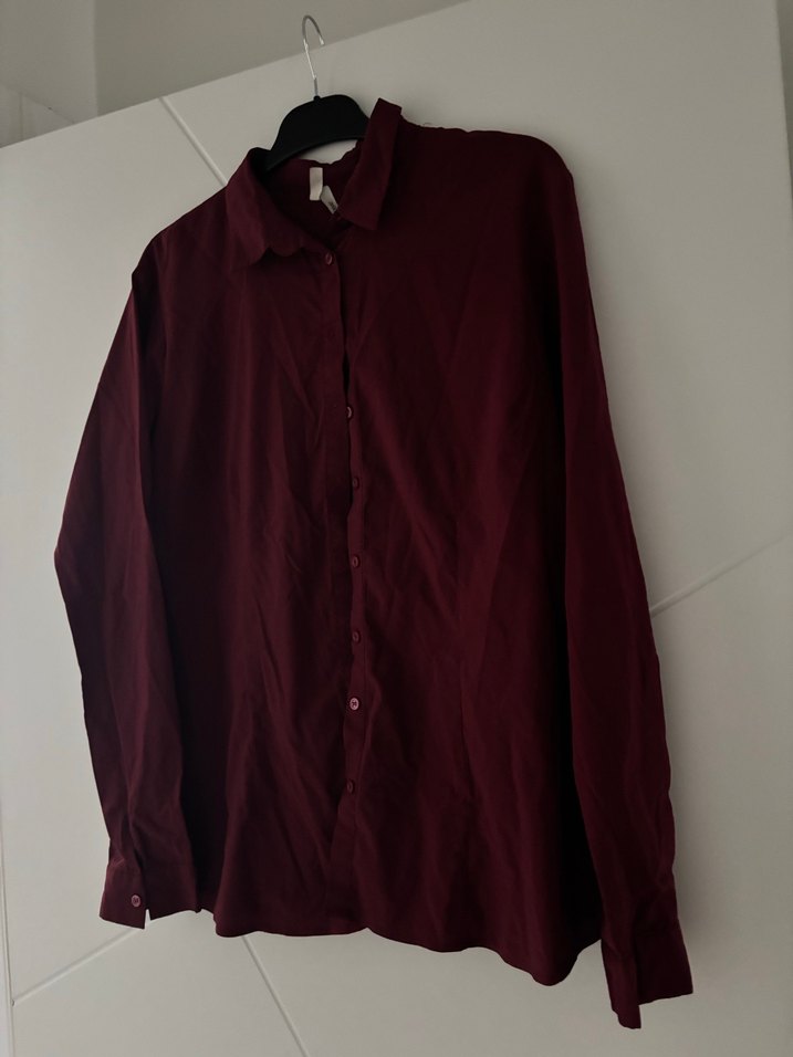 Bordo Uzun Kollu Keten Gömlek - Görsel 2