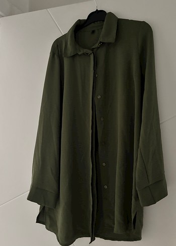 Düğmeli Geniş Kesim Uzun Kollu Keten Gömlek - Görsel 3