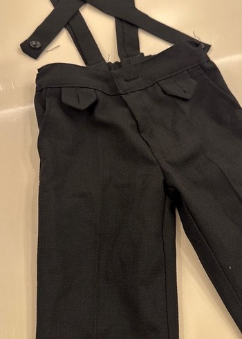 Erkek Siyah Askılı Kemerli Düz Kesim Tulum - Görsel 2