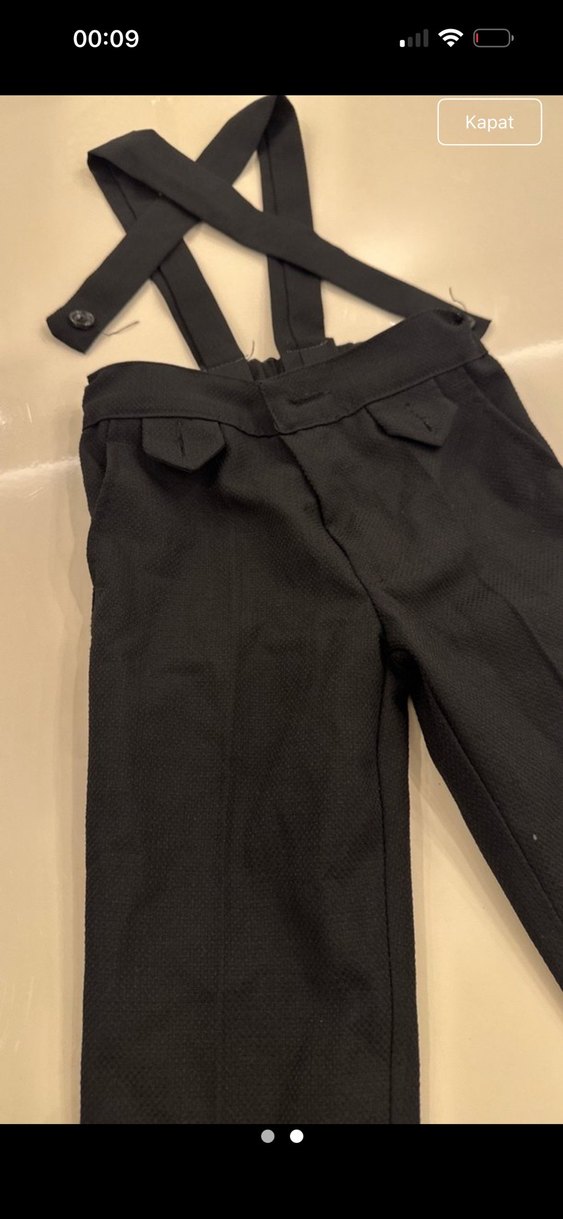 Erkek Siyah Askılı Kemerli Düz Kesim Tulum - Görsel 2