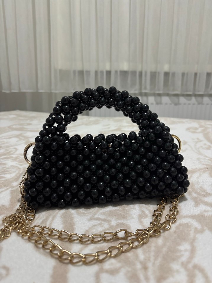 Siyah  inci Kadın Çanta - Görsel 2