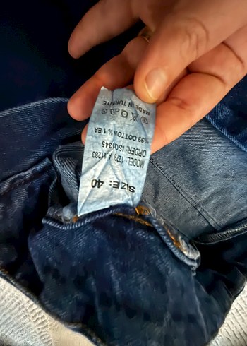 Düğmeli Lacivert Kadın Midi Denim Jean - Görsel 3
