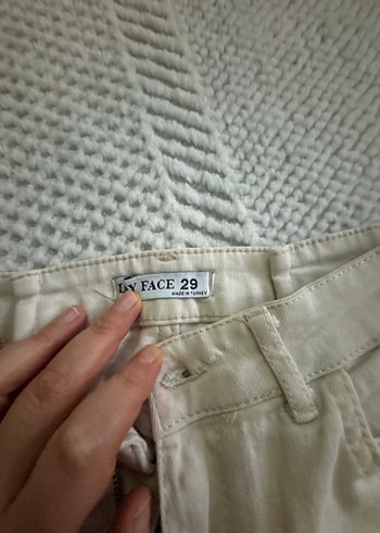 Bej Kadın Keten Rahat Kesim Pantolon - Görsel 2