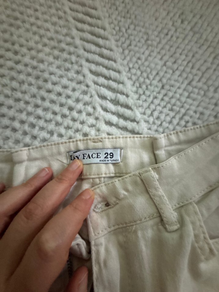 Bej Kadın Keten Rahat Kesim Pantolon - Görsel 2