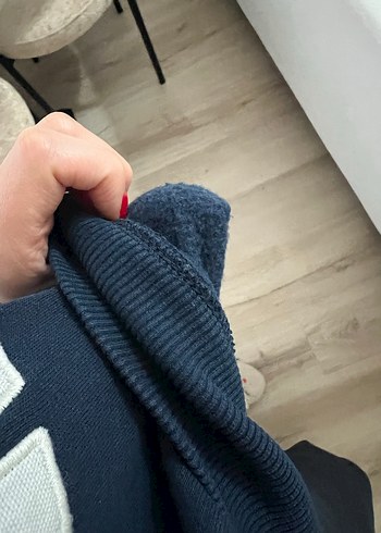 Fermuarlı Kapüşonlu Mavi Sweatshirt - Görsel 8