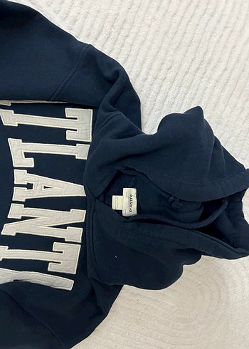 Fermuarlı Kapüşonlu Mavi Sweatshirt - Görsel 2