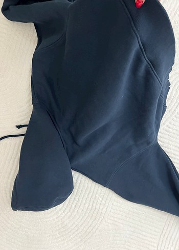 Fermuarlı Kapüşonlu Mavi Sweatshirt - Görsel 5