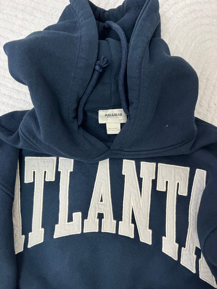 Fermuarlı Kapüşonlu Mavi Sweatshirt - Görsel 4