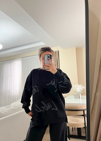 Siyah Baskılı Kadın Sweatshirt - Görsel 8