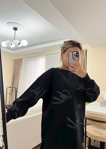 Siyah Baskılı Kadın Sweatshirt - Görsel 10