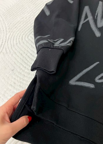 Siyah Baskılı Kadın Sweatshirt - Görsel 3