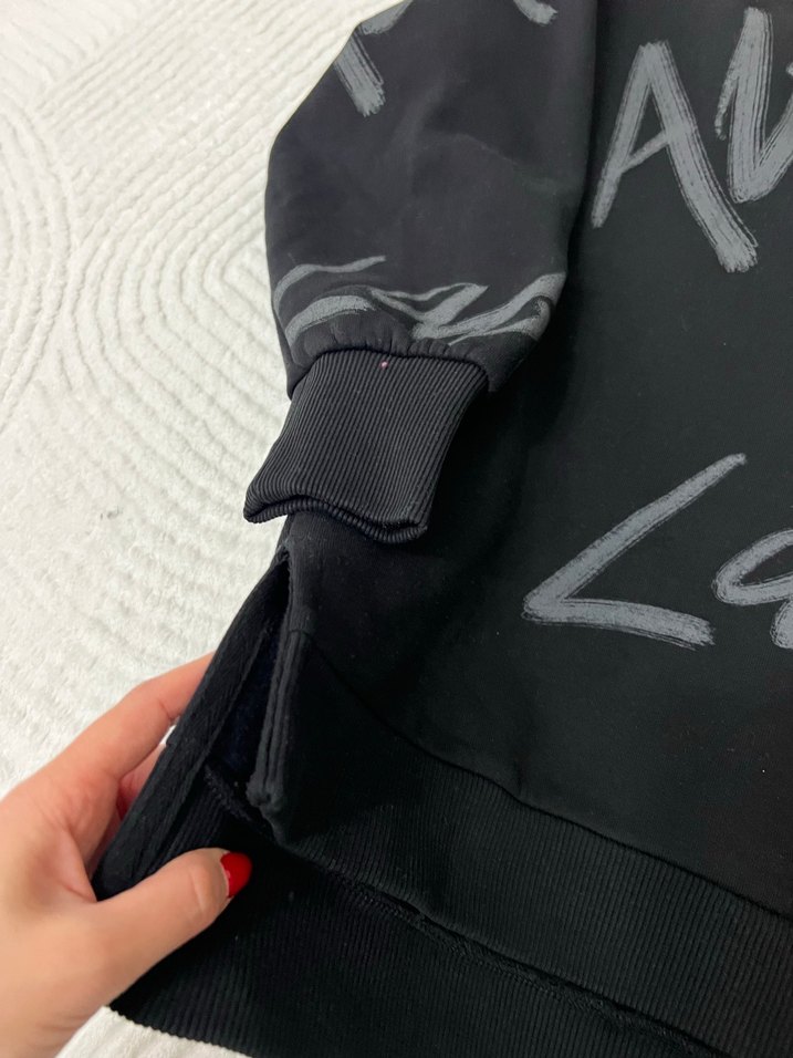 Siyah Baskılı Kadın Sweatshirt - Görsel 3