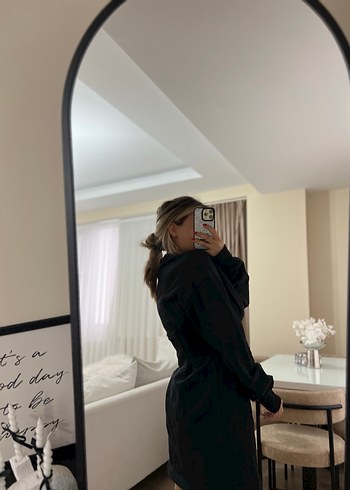 Siyah Uzun Kollu Midi Elbise - Görsel 11