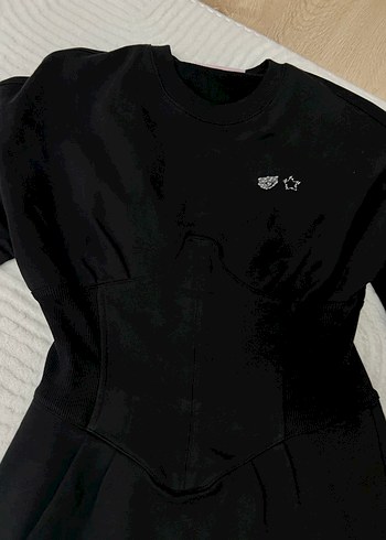 Siyah Uzun Kollu Midi Elbise - Görsel 3