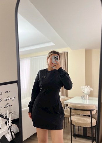 Siyah Uzun Kollu Midi Elbise - Görsel 10