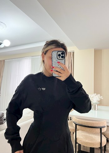 Siyah Uzun Kollu Midi Elbise - Görsel 13